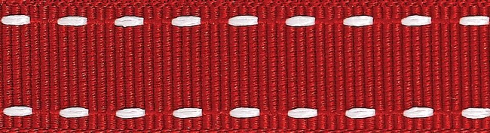 Berisfords Red/White 15mm Stitched Grosgrain Ribbon for Dressmaking - per 4 metre roll