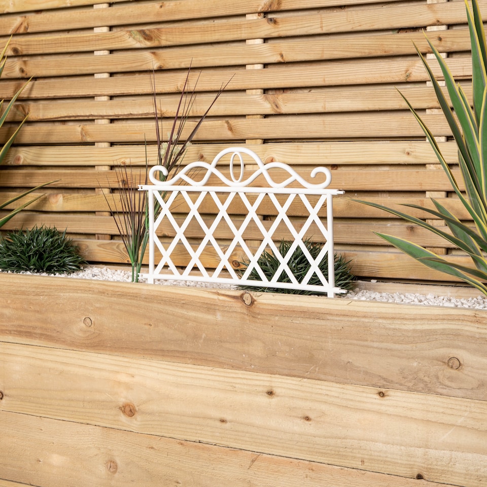 image 1 of Pack of 6 27cm White Plastic Garden Patio Lawn Border Fence Edging