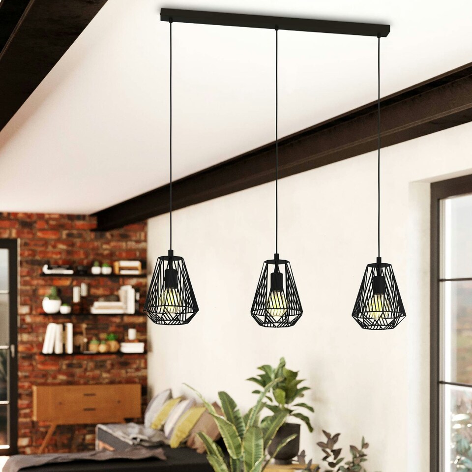 image 1 of EGLO Stype Industrial Black Steel Pendant Light WBS Black