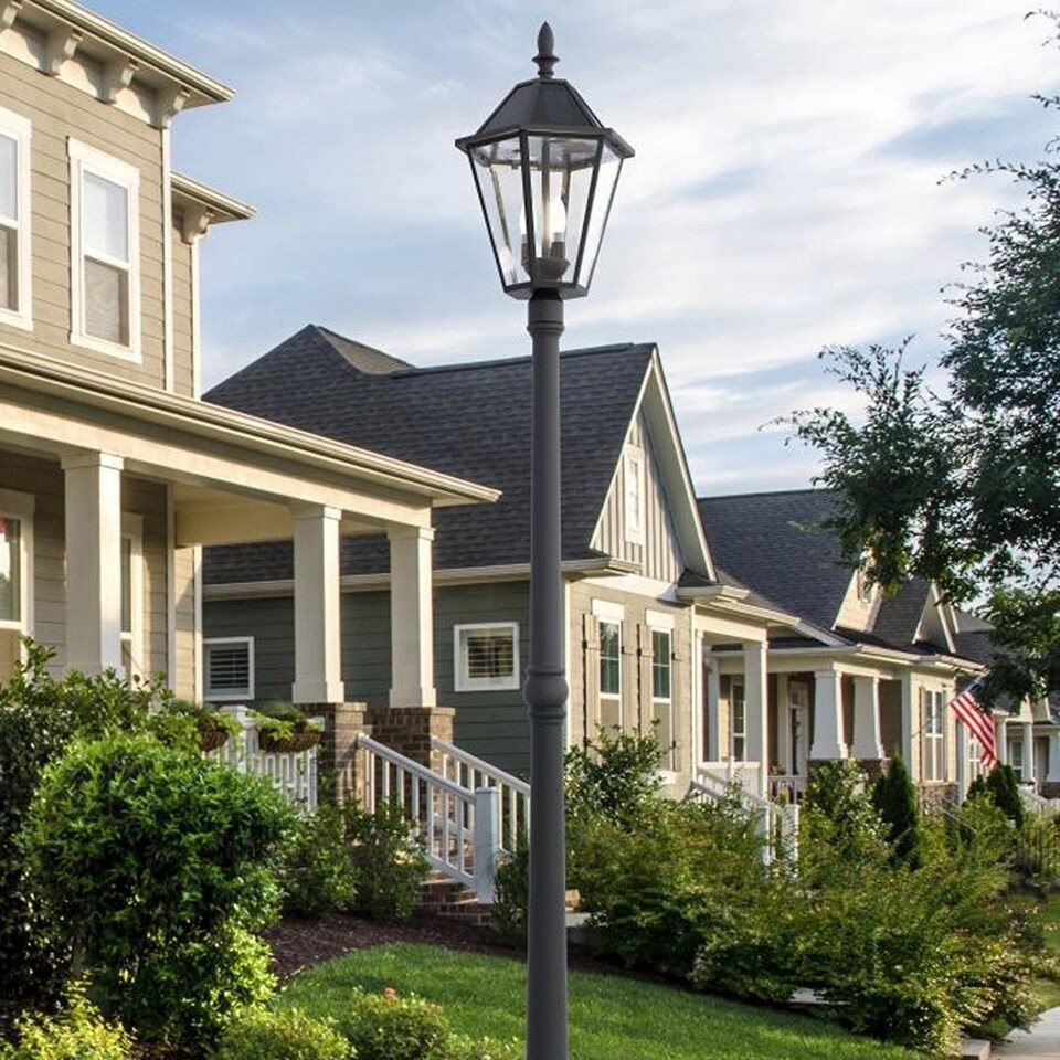 image 1 of CGC LONDON 2.3 Metre Extra-Tall Black Victorian Solar LED Post Light | Black | Black | Height: 227 cm, Width: 26.1 cm, Depth: 31 cm