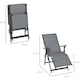 image 5 of Outdoor Reclining Garden Chair Set of 2, 10-Position Adjustable Folding Sun Lounger Zero Gravity Chairs with Texteline Seat, Armrests and Footrest for Patio, Grey