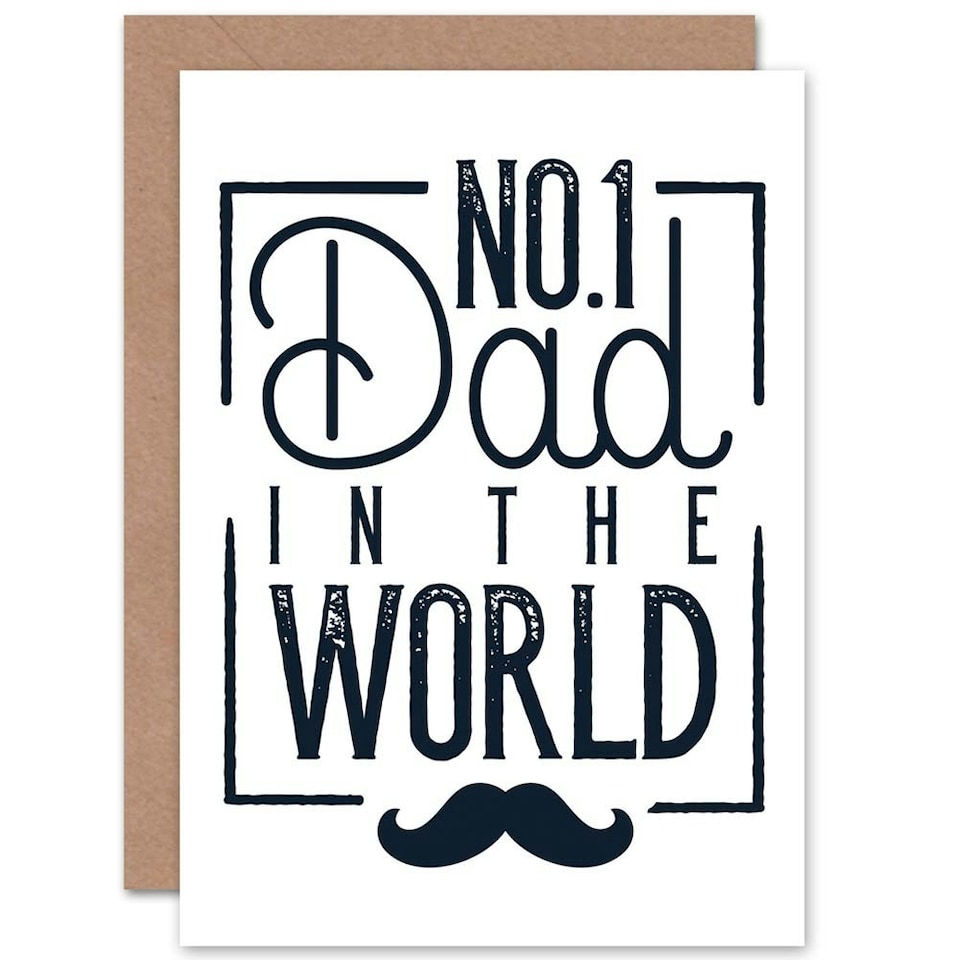 image 1 of Number 1 One Dad In The World Retro Black White Father's Day Card