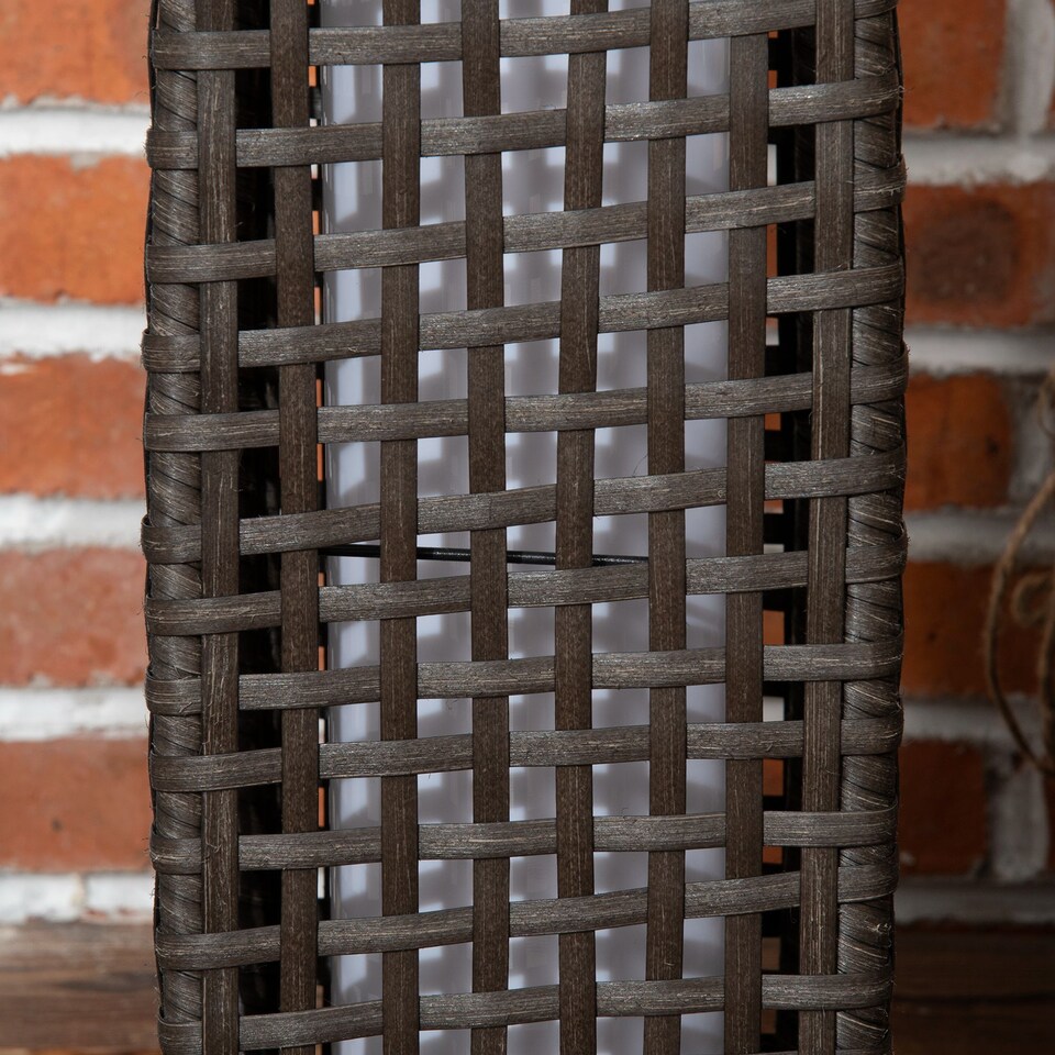 image 1 of Outsunny Outdoor Rattan Solar Lantern wtih Auto On/Off Solar Powered LED Lights