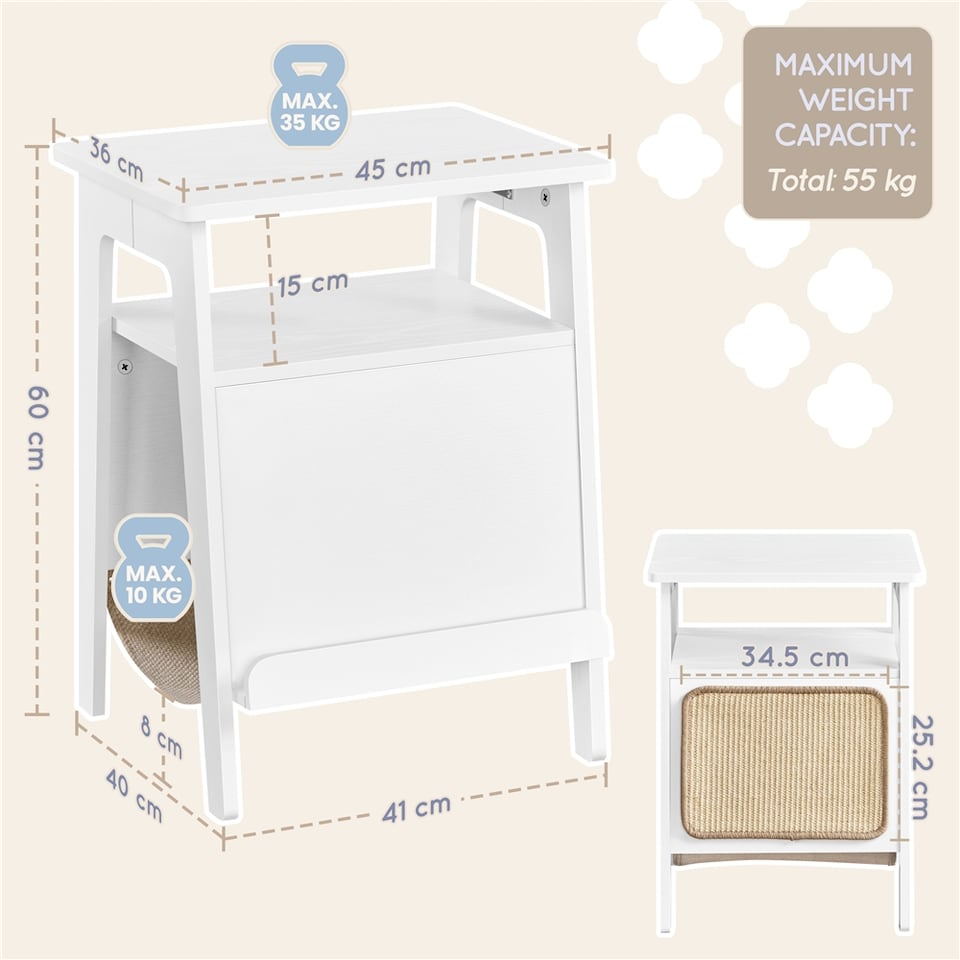 image 1 of Yaheetech Multipurpose Wooden Side Table with Cat Bed | White | One Size