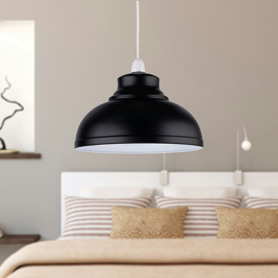 image 1 of Set of 2 Dome - Black Easy Fit Metal Pendant Shades Black