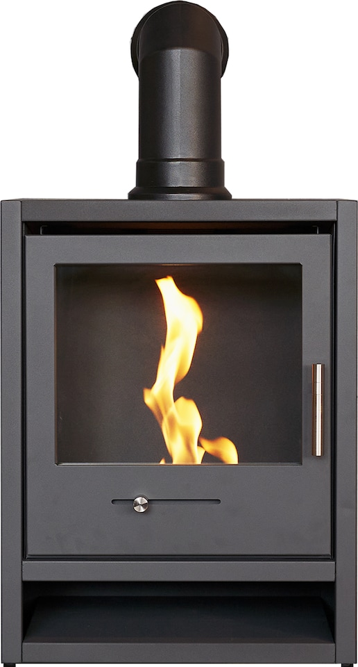 image 1 of OKO S1 Bio Ethanol Stove in Charcoal Grey with Angled Stove Pipe