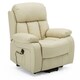 image 3 of Chester Single Motor Rise Recliner Bonded Leather Heat & Massage Chair (Cream)