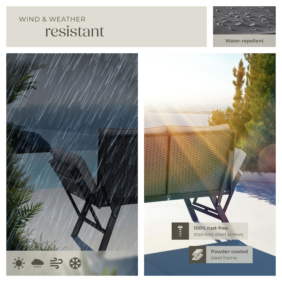 image 1 of Garden Sofa Sintra - multi-functional, UV and weather resistant | Grey | grey | 61 x 157 x 89 cm | 1