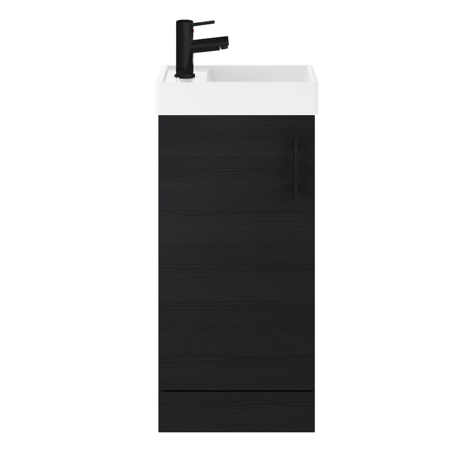 image 1 of Floor Standing Vanity Basin 400mm Charcoal & Matt Black Handle | Black | Charcoal Black | 861 x 405 x 222mm