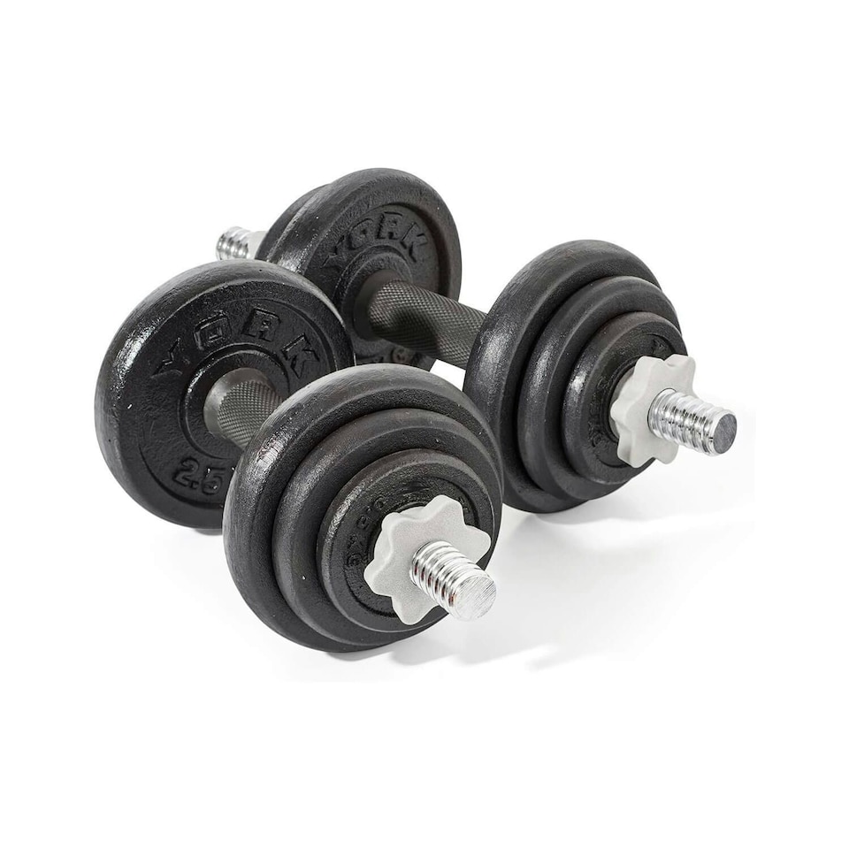 image 1 of York 20kg Cast Iron Dumbbell Weight Set - Black