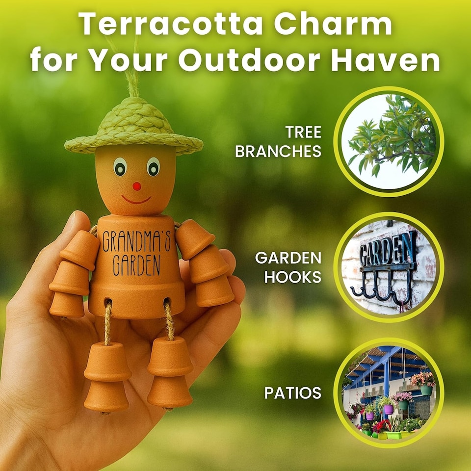 image 1 of Clay Man Terracotta Plant Pot Gift - Gardening Gifts | Brown | Grandmas - 1pack | 1