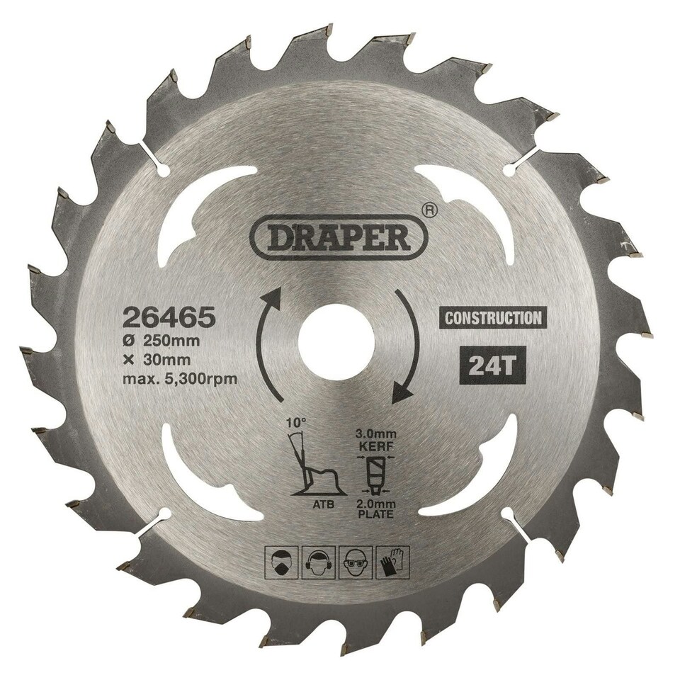 TCT Construction Circular Saw Blade, 250 x 30mm, 24T (26465)