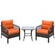 image 1 of Outsunny 3 Pieces Rattan Bistro Set with Tempered Glass Table Orange