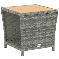 Outsunny Side Table 2-Tier with Storage Shelf/Light Grey | Grey | Light Grey | 45 x 45 x 43 cm