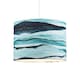 image 4 of Sea Waves Drum Lamp Shade in Teal Duck Egg and Navy Blue - 25cm Linen Fabric | Blue