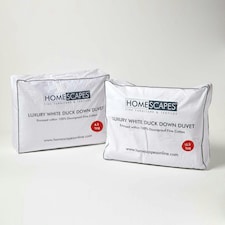 Homescapes Duck Down 15 Tog All Season Duvet Set, Super King | White | Super King