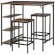 image 2 of HOMCOM Industrial Bar Height Dining Table Set With 2 Stools & Side Shelf, 3 Pieces Coffee Table for Dining Room, Kitchen, Dinette