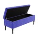 image 5 of 120cm Paris Plain Ottoman Storage Bench -Naples Shoes Bench with Black Turned Wooden Legs - Blue Upholstery Storage Footstool