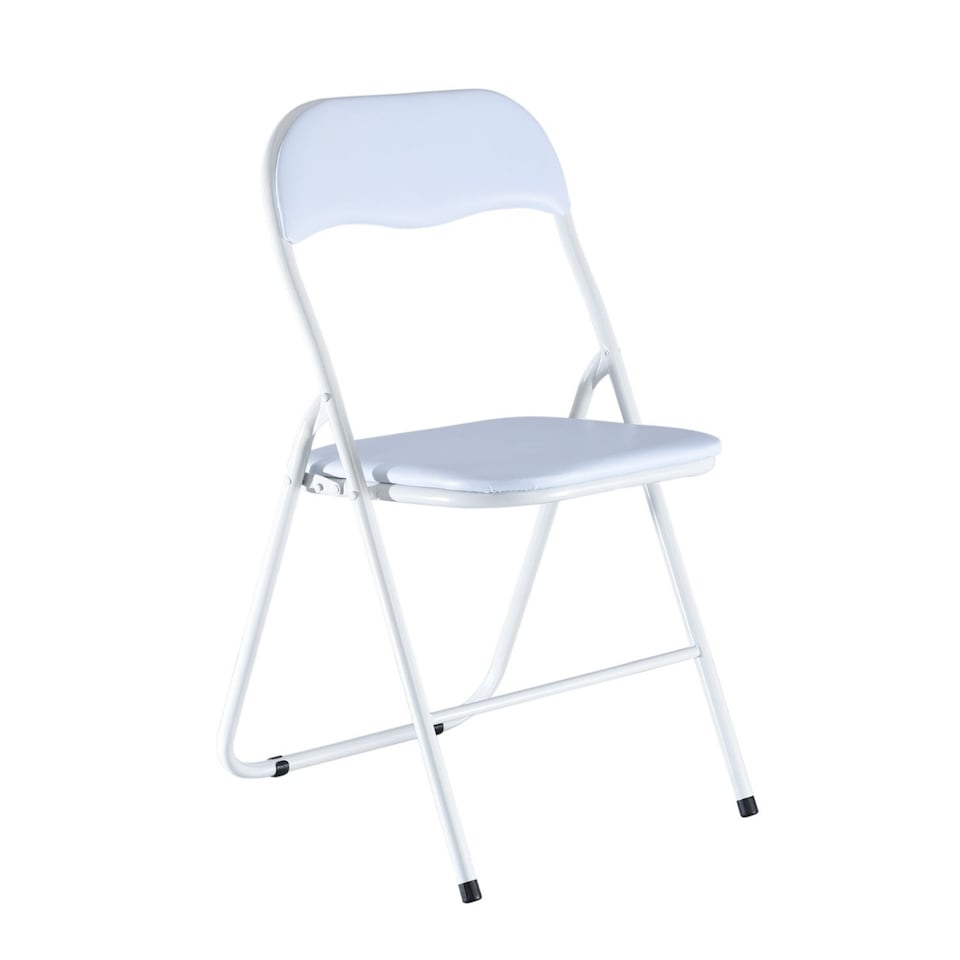 image 1 of 4-Pc Folding Chair Set with Cushioned PVC Seat and Back | White | 4