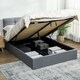 image 1 of HOMCOM Upholstered Ottoman Bed, 5ft King Storage Bed Frame, Grey | Grey | Grey