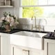image 4 of Fireclay Kitchen Bundle - Double Bowl Stepped Weir Butler Sink, Wastes & Bridge Crosshead Tap, 795mm - Brushed Brass - Balterley
