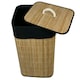image 4 of Bamboo Laundry Basket with Lid Liner 72L Folding Washing Clothes Bin Hamper Bag Brown