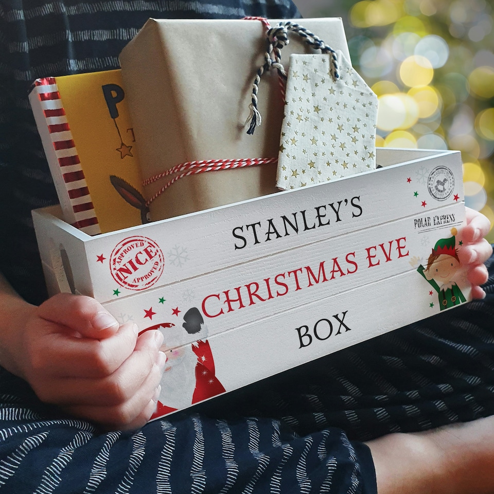 image 1 of Personalised Christmas White Wooden Crate | White | ONE SIZE