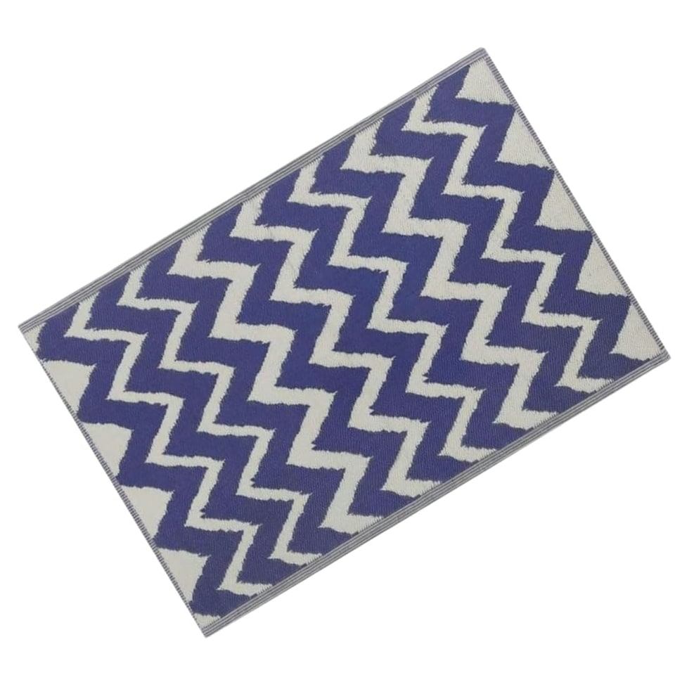 image 1 of Marco Paul Blue Zigzag Outdoor Rug Blue