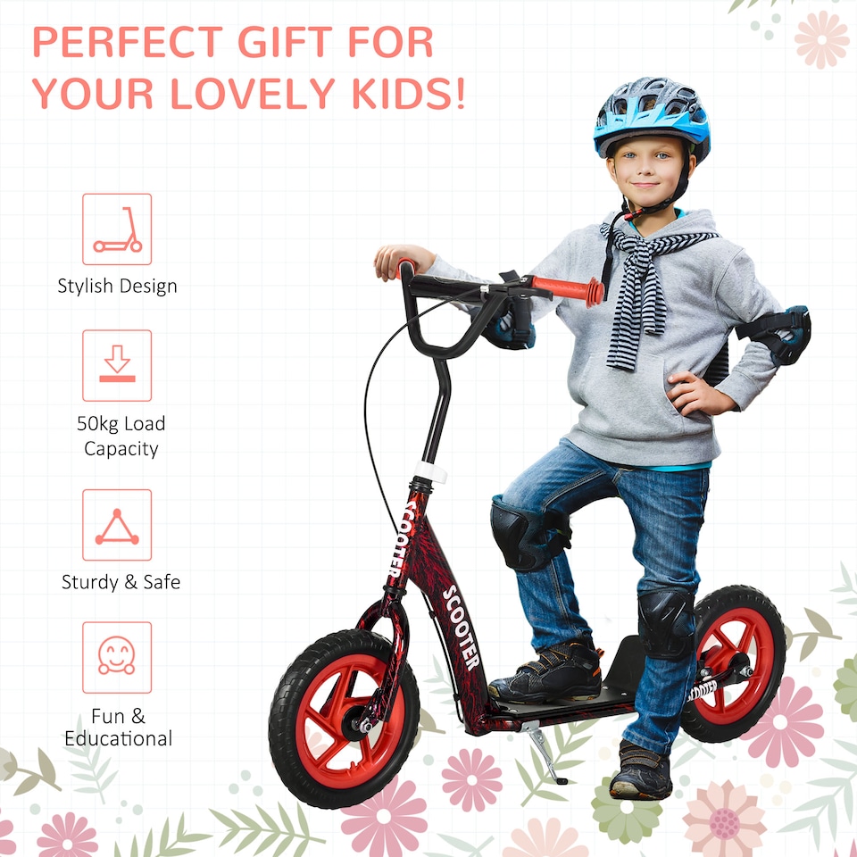 image 1 of AIYAPLAY Kids Scooter with Adjustable Handlebar, Kick Scooter, Red