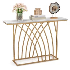 COSTWAY 120cm Console Table Modern Entryway Table White