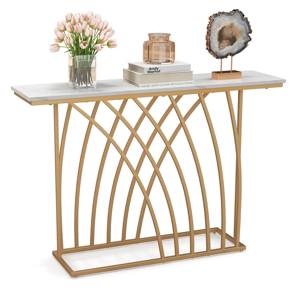image 1 of COSTWAY 120cm Console Table Modern Entryway Table White