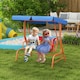 image 2 of Outsunny 2 Seater Kids Swing Chair, Cowboy Themed with Adjustable Canopy