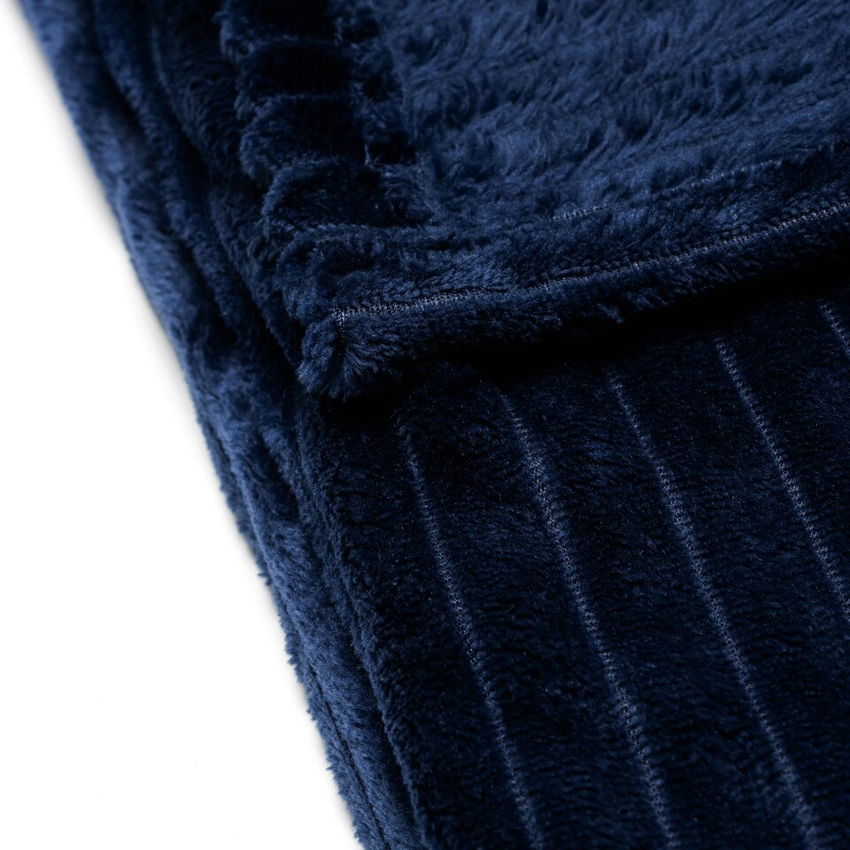 image 1 of BHS Luxury Ribbon Velvet Throw, Navy Blue | Navy