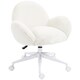 image 1 of HOMCOM Fluffy Leisure Chair Office Chair with Backrest and Armrest for Home Bedroom Living Room with Wheels Cream White