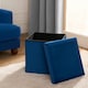 image 2 of OHS Matte Velvet Soft Foldable Cube Footstool Seat Storage Organiser Ottoman Blue | Teal