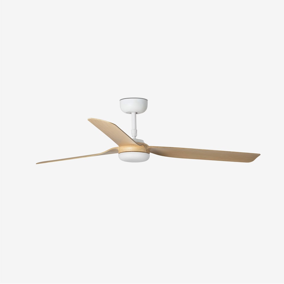 image 1 of Punt White, Light Wood 3 Blade Ceiling Fan With DC Motor