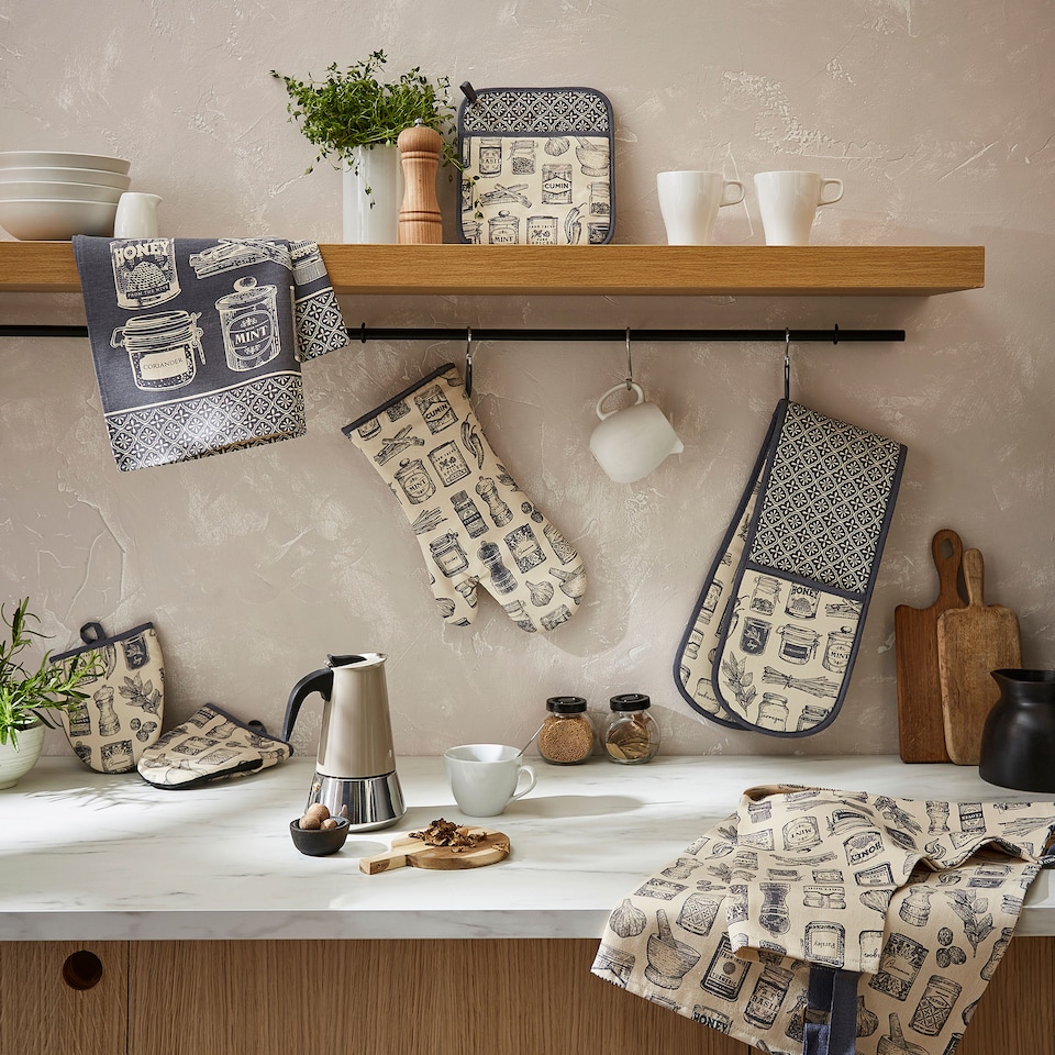 image 1 of Ulster Weavers Herbs & Spices Apron - PVC/Oilcloth Grey