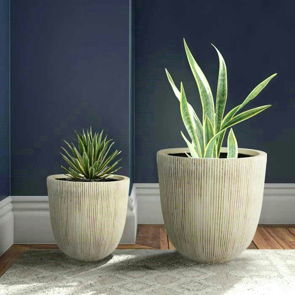 image 1 of Primrose Garden Round Flower Pot Ridged Planter White 38 x 38 x 38 cm