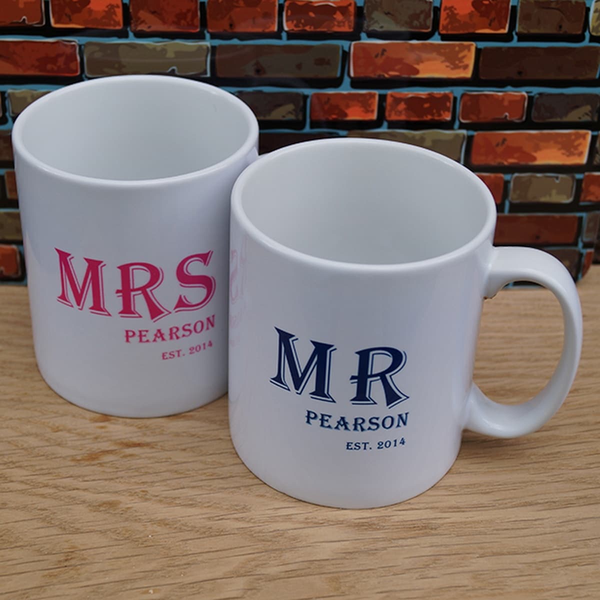 Personalised Mr and Mrs Pairs of Mugs Wedding Gift for Couple