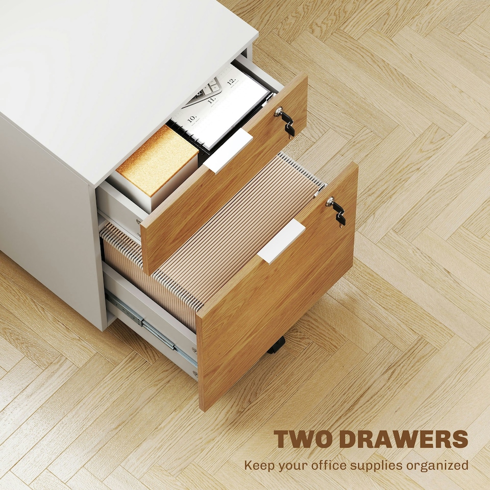 image 1 of HOMCOM 2 Drawer Filing Cabinet with Adjustable Hanging Bars for A4 and Letter