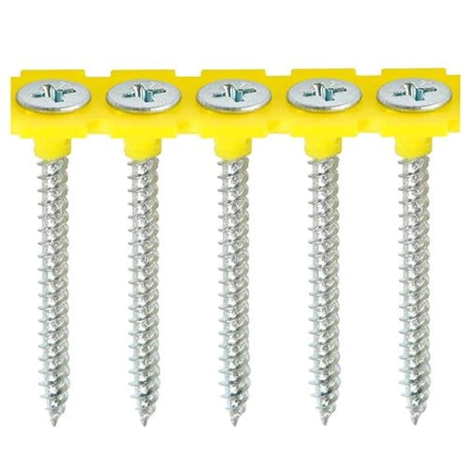 image 1 of Timco - Collated Drywall Metal Stud Plasterboard Screws - PH - Bugle - Fine Thread - Zinc (Size 3.5 x 32 - 1000 Pieces)