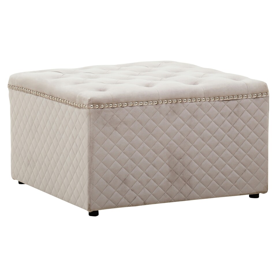 image 1 of Interiors by Premier Square Mink Velvet Ottoman Brown