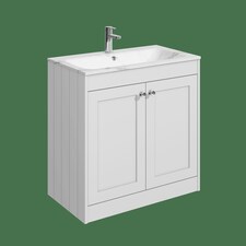 Balterley Floor Standing 2 Door Unit & Stone Basin 1 Tap Hole | White | 800 x 800 x 453mm
