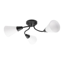 ValueLights Kristina 3 Way Black Ceiling Light Frosted Shades and Bulbs