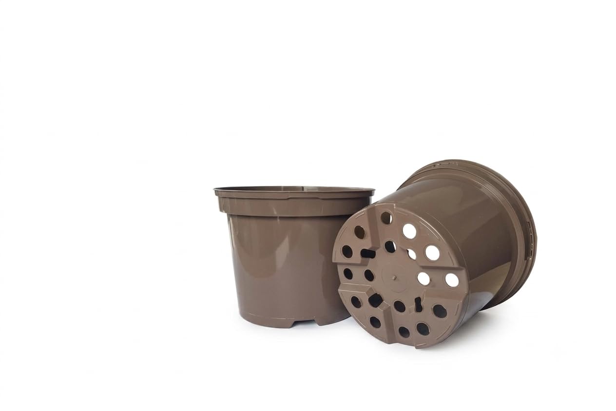 LBS Horticulture Taupe Recyclable 7.5L Square Plant Pots with Label Slot - Pack Of 12