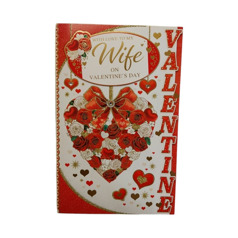 image 1 of To My Wife Roses Heart Design 8 Page Insert Valentine's Day Card