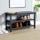 image 2 of Spalding Black Metal Shoe Bench with Two Storage Shelves - Perfect for the Hallway Black