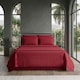 image 2 of Luxury Satin Stripe T250 Cotton Rich Soft Flat Sheet Bed Linen | Red | King