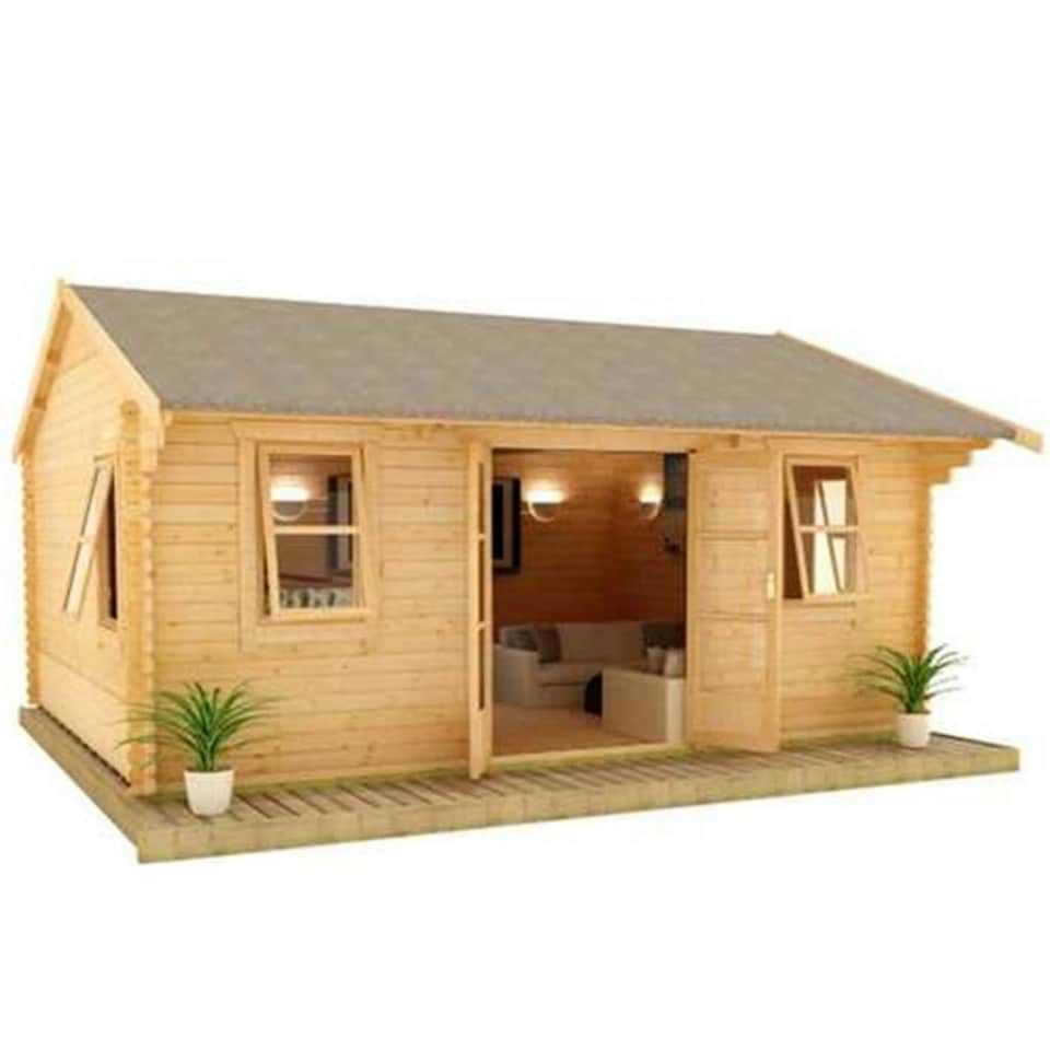 image 1 of 20ft x 18ft (6.09m x 5.49m) Neville 44mm Wooden Log Cabin (19mm Tongue and Groove Floor and Roof) (20 x 18) (20x18)