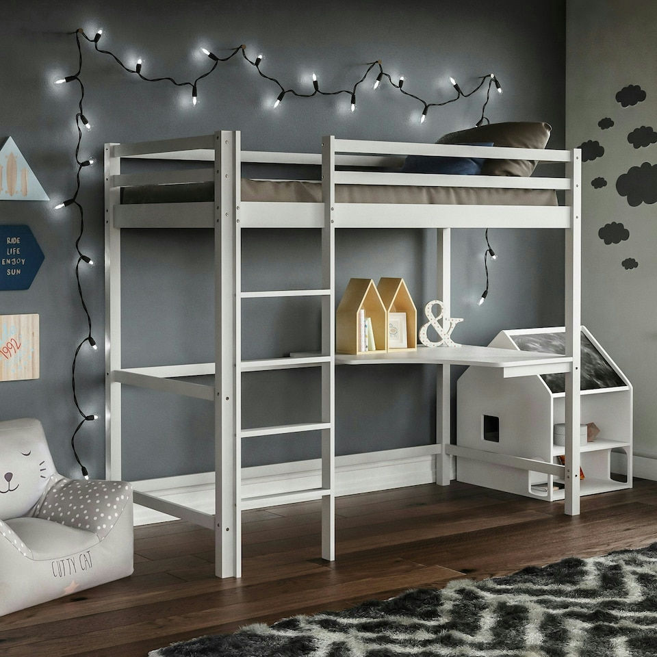 image 1 of Vida Designs Sydney Bunk Bed With Desk, 3ft Single Bed, White, 90 x 190cm
